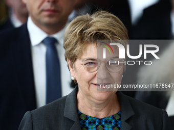 President of Switzerland Viola Amherd at Polish Parliament in Warsaw, Poland on October 18, 2024. (