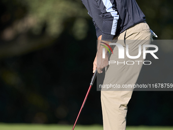 Matthis Besard of Belgium plays a shot on the 10th green during the Estrella Damm N.A. Andalucia Masters 2024 at Real Club de Golf Sotogrand...