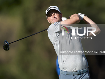 David Law of Scotland tees off on the 11th hole during the Estrella Damm N.A. Andalucia Masters 2024 at Real Club de Golf Sotogrande in San...