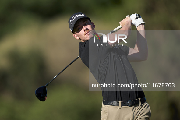 Daniel Hillier of New Zealand tees off on the 11th hole during the Estrella Damm N.A. Andalucia Masters 2024 at Real Club de Golf Sotogrande...