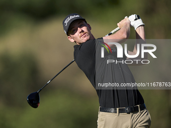 Daniel Hillier of New Zealand tees off on the 11th hole during the Estrella Damm N.A. Andalucia Masters 2024 at Real Club de Golf Sotogrande...