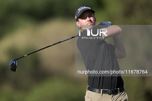 Daniel Hillier of New Zealand tees off on the 11th hole during the Estrella Damm N.A. Andalucia Masters 2024 at Real Club de Golf Sotogrande...