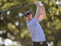 Jacques Kruyswijk of South Africa tees off on the 9th hole during the Estrella Damm N.A. Andalucia Masters 2024 at Real Club de Golf Sotogra...