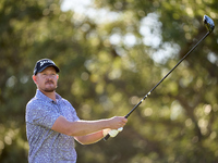 Jacques Kruyswijk of South Africa tees off on the 9th hole during the Estrella Damm N.A. Andalucia Masters 2024 at Real Club de Golf Sotogra...