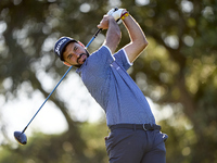 Santiago Tarrio of Spain tees off on the 9th hole during the Estrella Damm N.A. Andalucia Masters 2024 at Real Club de Golf Sotogrande in Sa...