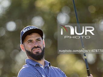 Santiago Tarrio of Spain tees off on the 9th hole during the Estrella Damm N.A. Andalucia Masters 2024 at Real Club de Golf Sotogrande in Sa...