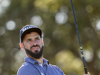 Santiago Tarrio of Spain tees off on the 9th hole during the Estrella Damm N.A. Andalucia Masters 2024 at Real Club de Golf Sotogrande in Sa...