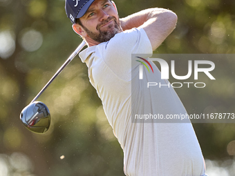 Scott Jamieson of Scotland tees off on the 9th hole during the Estrella Damm N.A. Andalucia Masters 2024 at Real Club de Golf Sotogrande in...