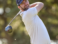 Scott Jamieson of Scotland tees off on the 9th hole during the Estrella Damm N.A. Andalucia Masters 2024 at Real Club de Golf Sotogrande in...