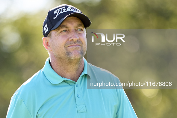 Dylan Frittelli of South Africa looks on the 9th hole on day two of the Estrella Damm N.A. Andalucia Masters 2024 at Real Club de Golf Sotog...