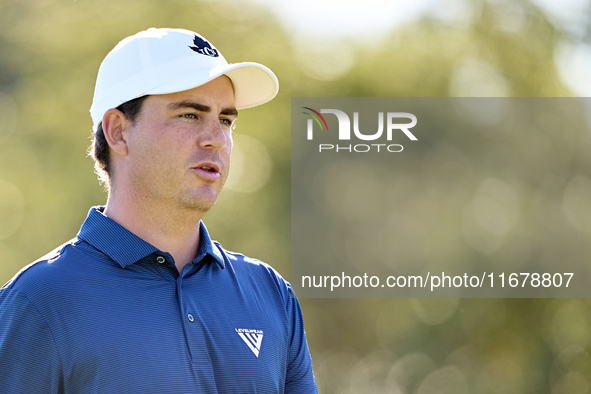 Aaron Cockerill of Canada looks on the 9th hole on day two of the Estrella Damm N.A. Andalucia Masters 2024 at Real Club de Golf Sotogrande...