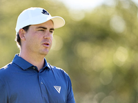 Aaron Cockerill of Canada looks on the 9th hole on day two of the Estrella Damm N.A. Andalucia Masters 2024 at Real Club de Golf Sotogrande...