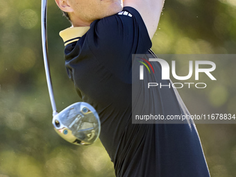 Matthew Jordan of England tees off on the 9th hole during the Estrella Damm N.A. Andalucia Masters 2024 at Real Club de Golf Sotogrande in S...