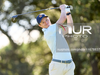 Daan Huizing of the Netherlands tees off on the 9th hole during the Estrella Damm N.A. Andalucia Masters 2024 at Real Club de Golf Sotogrand...