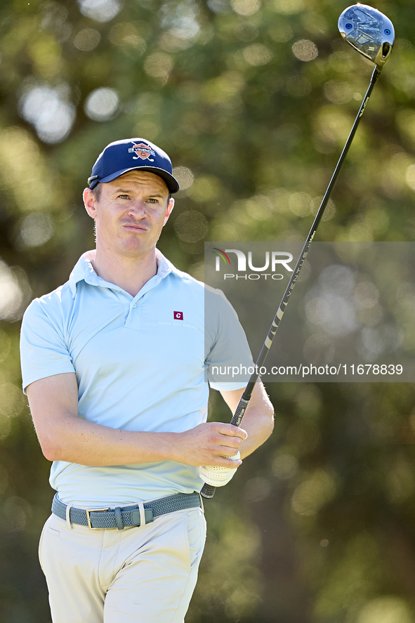 Daan Huizing of the Netherlands tees off on the 9th hole during the Estrella Damm N.A. Andalucia Masters 2024 at Real Club de Golf Sotogrand...