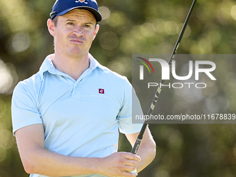 Daan Huizing of the Netherlands tees off on the 9th hole during the Estrella Damm N.A. Andalucia Masters 2024 at Real Club de Golf Sotogrand...