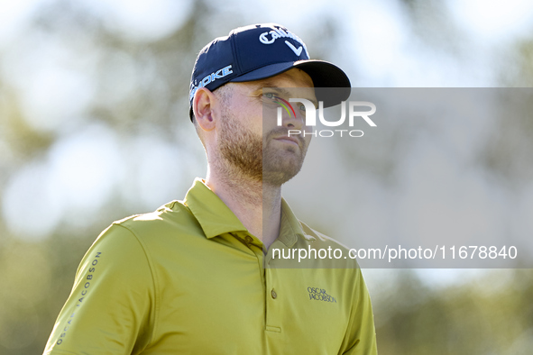 Daniel Gavins of England looks on the 9th hole on day two of the Estrella Damm N.A. Andalucia Masters 2024 at Real Club de Golf Sotogrande i...