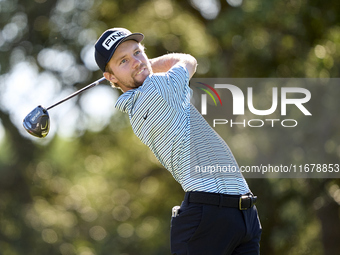 Rasmus Neergaard-Petersen of Denmark tees off on the 9th hole during the Estrella Damm N.A. Andalucia Masters 2024 at Real Club de Golf Soto...