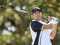 Gavin Green of Malaysia tees off on the 9th hole during the Estrella Damm N.A. Andalucia Masters 2024 at Real Club de Golf Sotogrande in San...