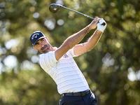 Alvaro Quiros of Spain tees off on the 9th hole during the Estrella Damm N.A. Andalucia Masters 2024 at Real Club de Golf Sotogrande in San...