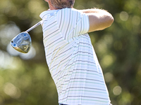 Alvaro Quiros of Spain tees off on the 9th hole during the Estrella Damm N.A. Andalucia Masters 2024 at Real Club de Golf Sotogrande in San...