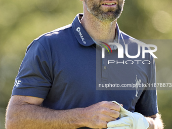 Oliver Wilson of England reacts on the 9th hole during the Estrella Damm N.A. Andalucia Masters 2024 at Real Club de Golf Sotogrande in San...