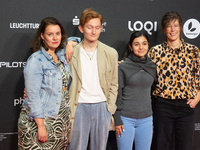 Tanaz Molaei, a German actress, Konrad Neidhardt, a German actor, Helga Lobel, the producer, and Lisa Albers, the film editor, attend the sc...