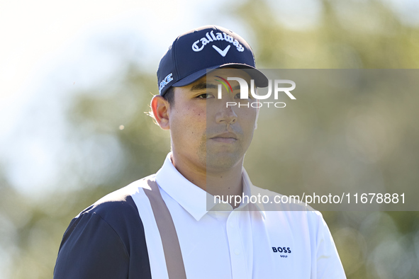 Gavin Green of Malaysia looks on the 9th hole on day two of the Estrella Damm N.A. Andalucia Masters 2024 at Real Club de Golf Sotogrande in...