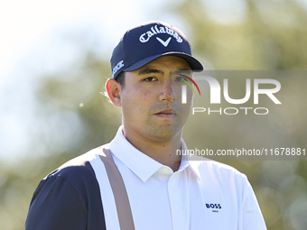 Gavin Green of Malaysia looks on the 9th hole on day two of the Estrella Damm N.A. Andalucia Masters 2024 at Real Club de Golf Sotogrande in...