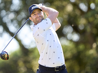 Marcel Schneider of Germany tees off on the 9th hole during the Estrella Damm N.A. Andalucia Masters 2024 at Real Club de Golf Sotogrande in...