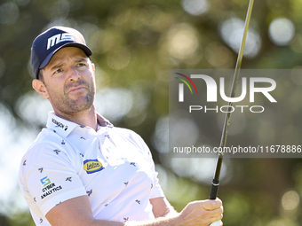 Marcel Schneider of Germany tees off on the 9th hole during the Estrella Damm N.A. Andalucia Masters 2024 at Real Club de Golf Sotogrande in...