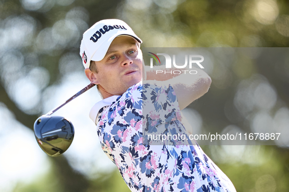 Hurly Long of Germany tees off on the 9th hole during the Estrella Damm N.A. Andalucia Masters 2024 at Real Club de Golf Sotogrande in San R...