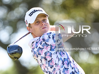 Hurly Long of Germany tees off on the 9th hole during the Estrella Damm N.A. Andalucia Masters 2024 at Real Club de Golf Sotogrande in San R...