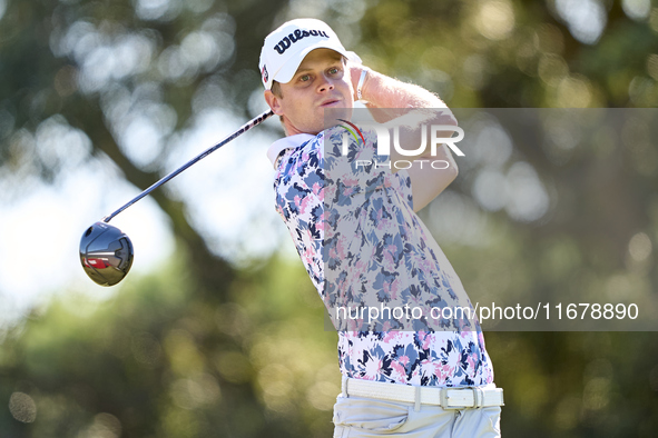 Hurly Long of Germany tees off on the 9th hole during the Estrella Damm N.A. Andalucia Masters 2024 at Real Club de Golf Sotogrande in San R...