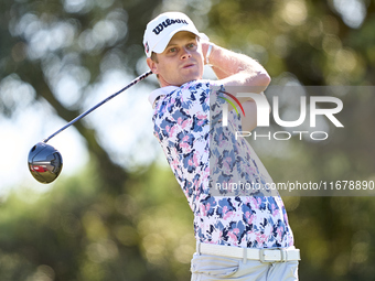 Hurly Long of Germany tees off on the 9th hole during the Estrella Damm N.A. Andalucia Masters 2024 at Real Club de Golf Sotogrande in San R...