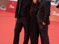 Iacopo Bedogni of Masbedo, Gala Zohar Martinucci, and Nicolo Massazza of Masbedo attend the ''Arsa'' red carpet during the 19th Rome Film Fe...