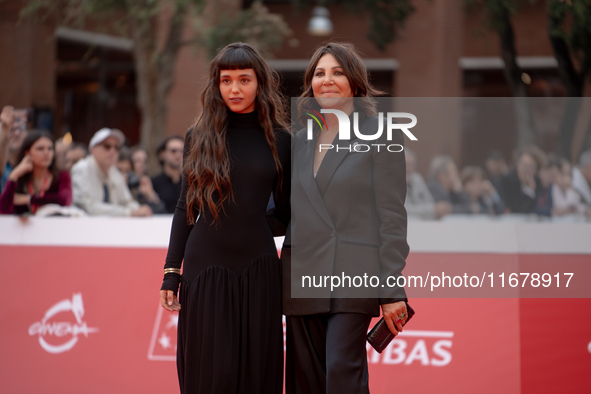 Gala Zohar Martinucci and Beatrice Bulgari attend the ''Arsa'' red carpet during the 19th Rome Film Festival at Auditorium Parco Della Music...