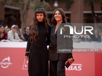 Gala Zohar Martinucci and Beatrice Bulgari attend the ''Arsa'' red carpet during the 19th Rome Film Festival at Auditorium Parco Della Music...