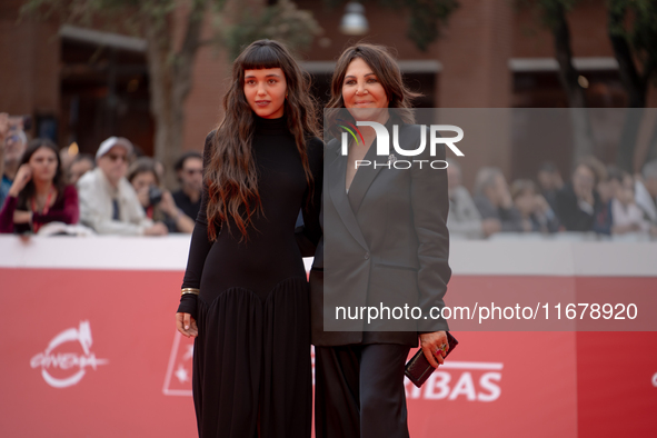 Gala Zohar Martinucci and Beatrice Bulgari attend the ''Arsa'' red carpet during the 19th Rome Film Festival at Auditorium Parco Della Music...