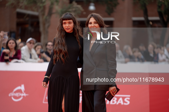 Gala Zohar Martinucci and Beatrice Bulgari attend the ''Arsa'' red carpet during the 19th Rome Film Festival at Auditorium Parco Della Music...