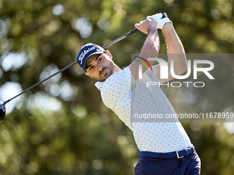 Clement Sordet of France tees off on the 9th hole during the Estrella Damm N.A. Andalucia Masters 2024 at Real Club de Golf Sotogrande in Sa...