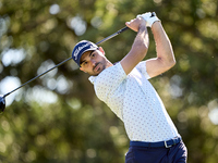 Clement Sordet of France tees off on the 9th hole during the Estrella Damm N.A. Andalucia Masters 2024 at Real Club de Golf Sotogrande in Sa...