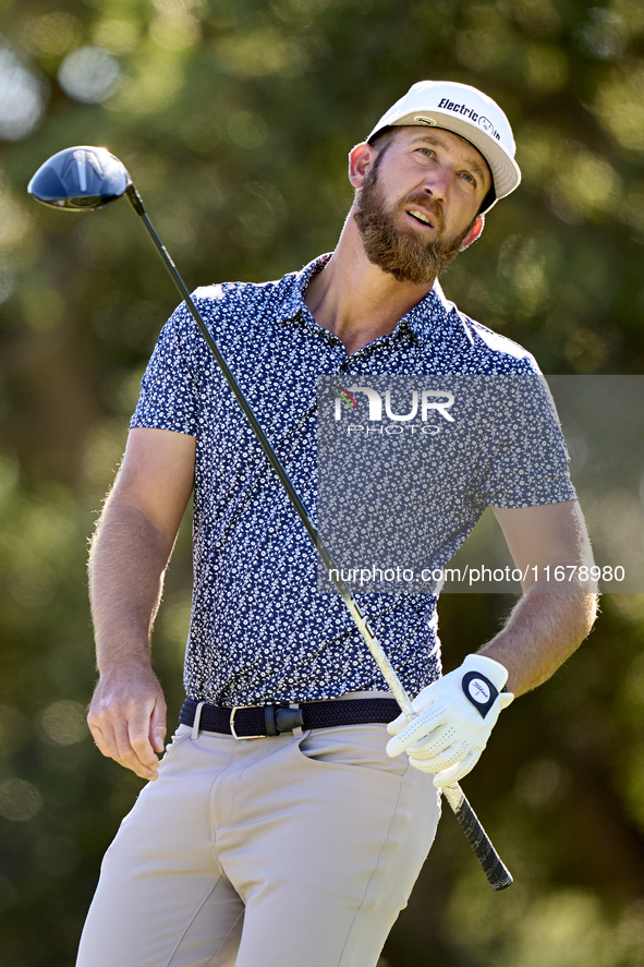 Kevin Chappell of the USA tees off on the 9th hole during the Estrella Damm N.A. Andalucia Masters 2024 at Real Club de Golf Sotogrande in S...