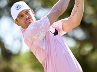 Adrien Saddier of France tees off on the 9th hole during the Estrella Damm N.A. Andalucia Masters 2024 at Real Club de Golf Sotogrande in Sa...