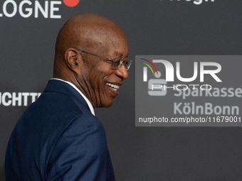 Edwin Moses, a former American hurdler, attends the screening of ''13 Steps - Die Unglaubliche Karriere von Edwin Moses'' at Film Palast in...