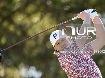 Tom Lewis of England tees off on the 9th hole during the Estrella Damm N.A. Andalucia Masters 2024 at Real Club de Golf Sotogrande in San Ro...