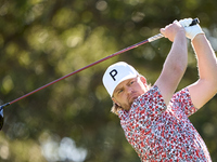 Tom Lewis of England tees off on the 9th hole during the Estrella Damm N.A. Andalucia Masters 2024 at Real Club de Golf Sotogrande in San Ro...