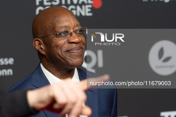 Edwin Moses, a former American hurdler, attends the screening of ''13 Steps - Die Unglaubliche Karriere von Edwin Moses'' at Film Palast in...