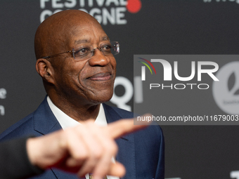 Edwin Moses, a former American hurdler, attends the screening of ''13 Steps - Die Unglaubliche Karriere von Edwin Moses'' at Film Palast in...