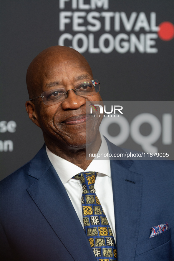 Edwin Moses, a former American hurdler, attends the screening of ''13 Steps - Die Unglaubliche Karriere von Edwin Moses'' at Film Palast in...